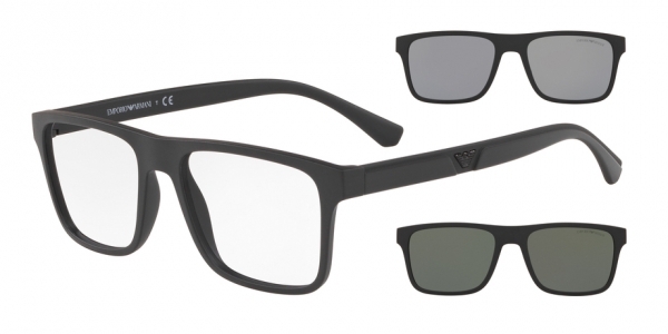 EMPORIO-4115/S 58011W (CLIP) BLACK/CLEAR 54*18, Negro, hi-res 0