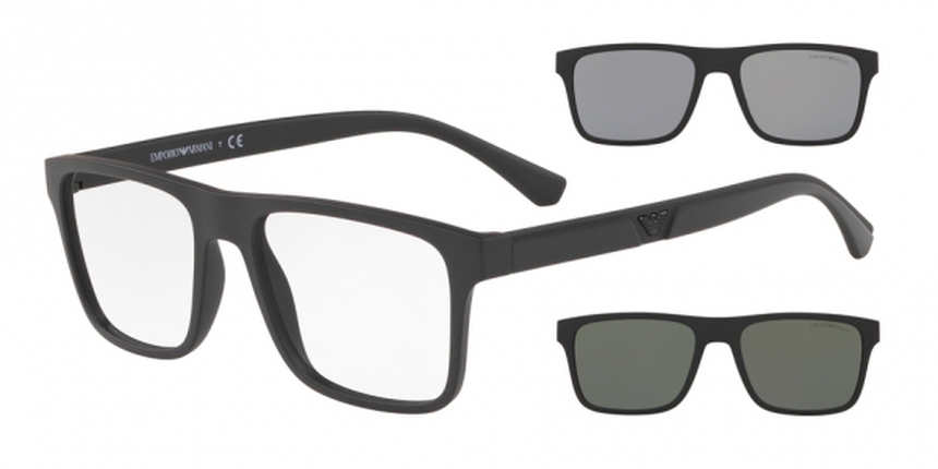 EMPORIO-4115/S 58011W (CLIP) BLACK/CLEAR 54*18, Negro, hi-res image number 0