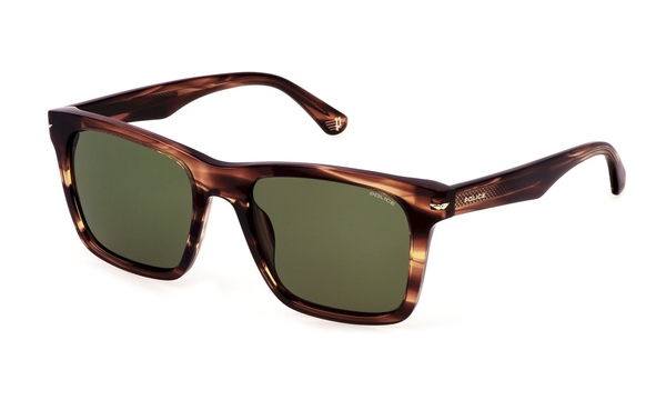 police-n35/s 09n3 marrone striato lucido/green 55*19