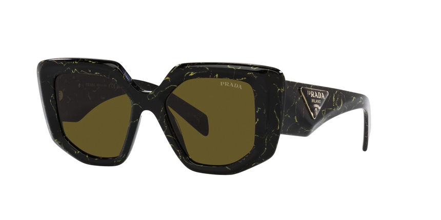 PRADA-14ZS/S 19D01T BLACK/YELLOW MARBLE(DARK BROWN 50*18, Negro | Amarillo, hi-res image number 0