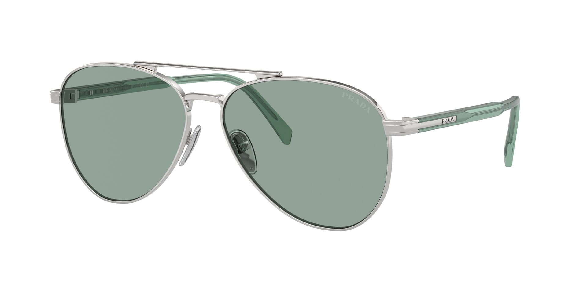 PRADA-A58S/S 1BC10G SILVER/PETROL GREEN 61*14, , hi-res image number 0