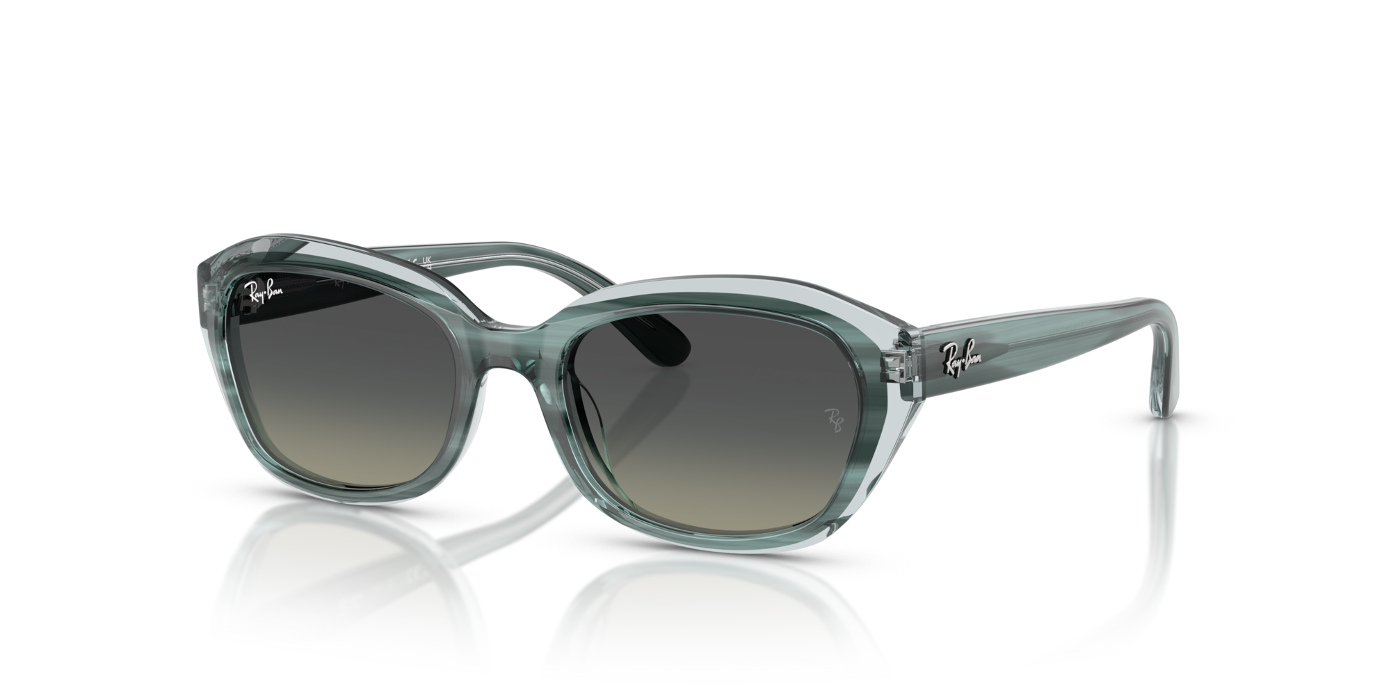 RJ-9081S 717511 STRIPED GREEN ON TRASP GREEN(GRADIENT GREY 48*17, Verde a rayas | Verde transparente, hi-res image number 0