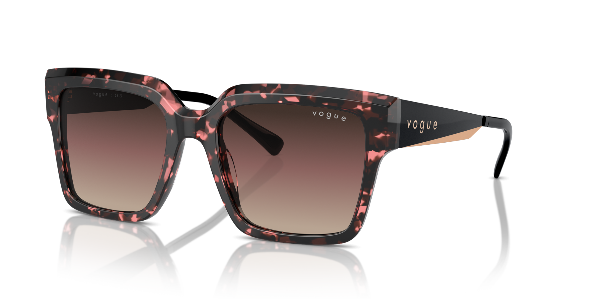 VOGUE-5553/S 3148E2 RED TORTOISE(BROWN GRAD PURPLE GRAD BLACK 54*19, Rojo havana, hi-res image number 0