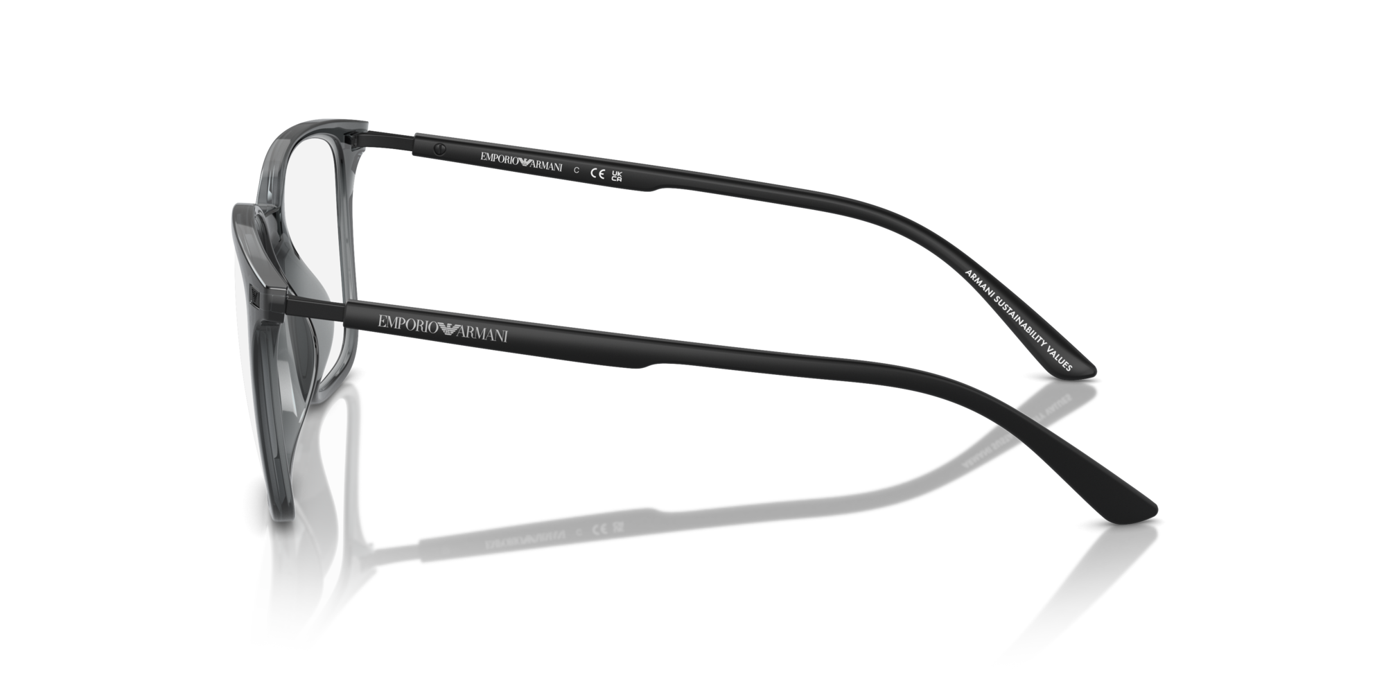 EMPORIO-3242U/G 6106 SHINY TRANSPARENT BLACK 54*19, Negro transparente, hi-res image number 2